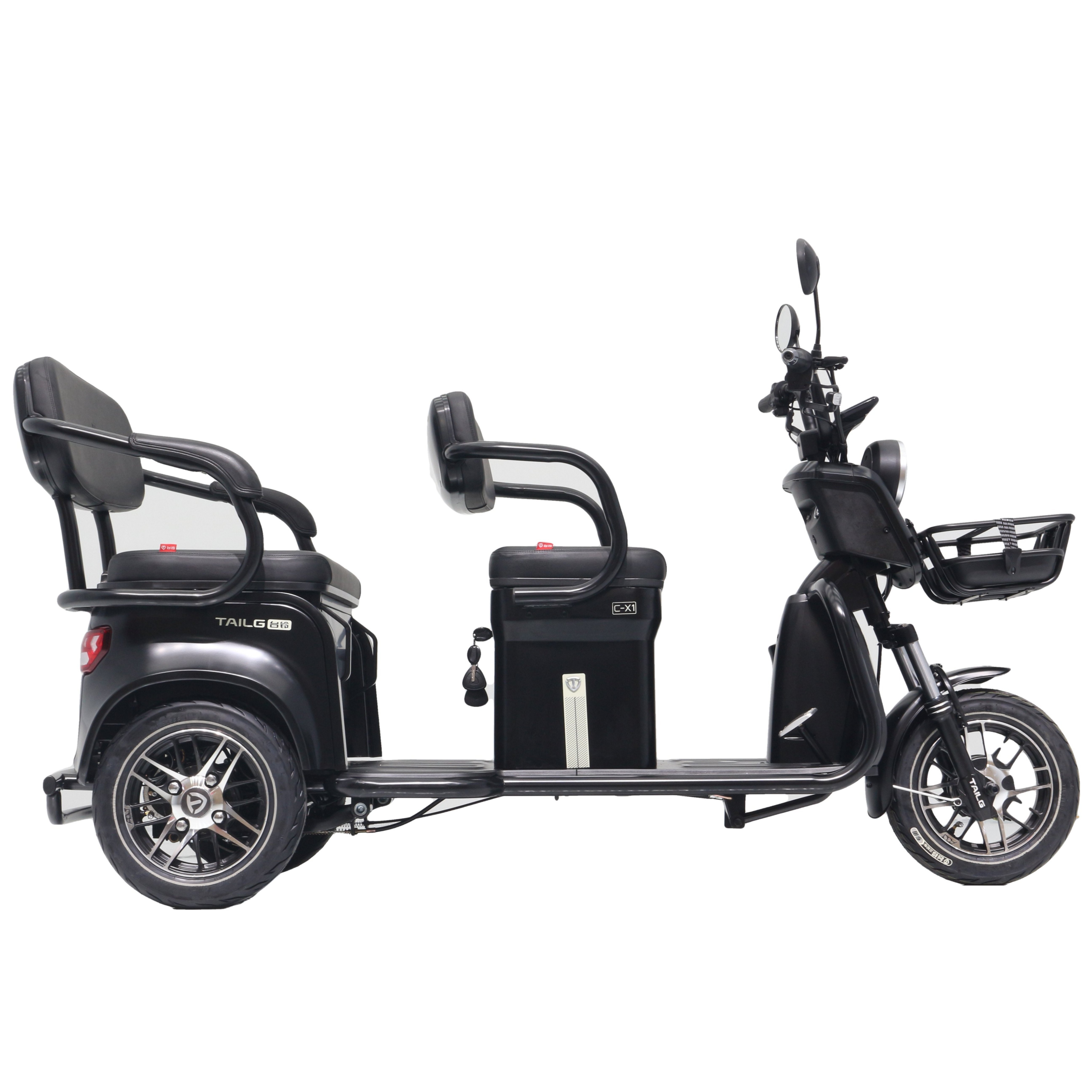 Tailg New Type Multi-use Passenger Adult Pedal Three Wheels Electric Tricycles With Back Seat