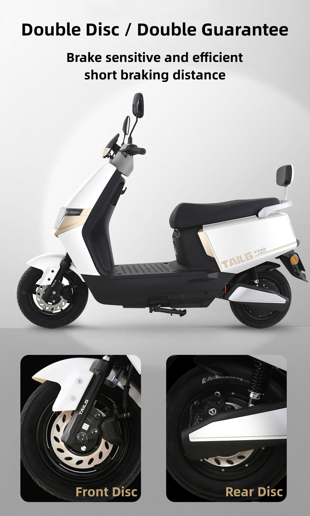 TAILG New Fashion Design 32AH 100Km Long Range 1200W Mobility E Motorcycle 2 Person Seater Electric Scooters For Man