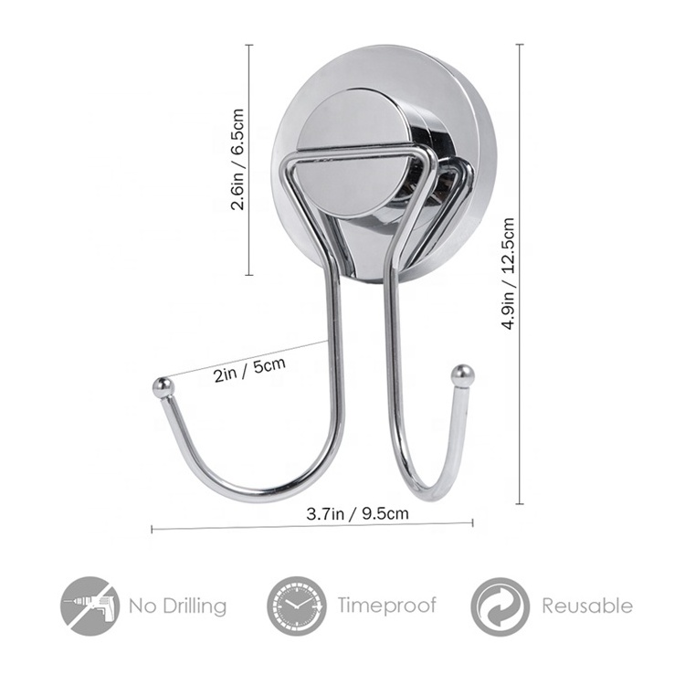 Hanging Heavy Duty Shower Suction Cup Hooks Powerful Vacuum Stainless Double Wall Hooks for Bathroom Vacuum Suction Cup Hook