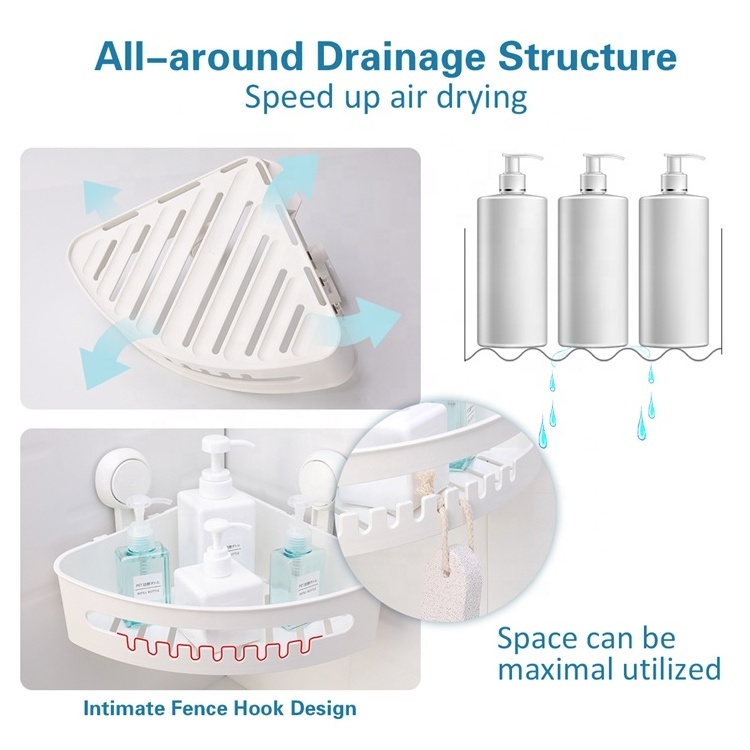 No Drilling Corner Shelf Organizer Shampoo Holder Wall Mounted Storage Organizer Space Saver Shower Corner Caddy Bathroom Shelf