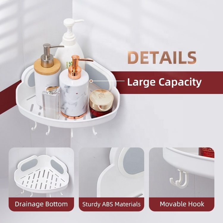 Portable Wall Mount bamboo shower caddy 2pack shower suction caddy Plastic Corner Shelf Bathroom Storage Basket shower organizer