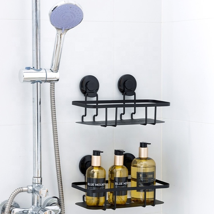 TAILI Coated Steel Bathroom Wall Shower Shelf Organizer Shower Caddy Bathroom Storage Suction Cup Shower Caddy