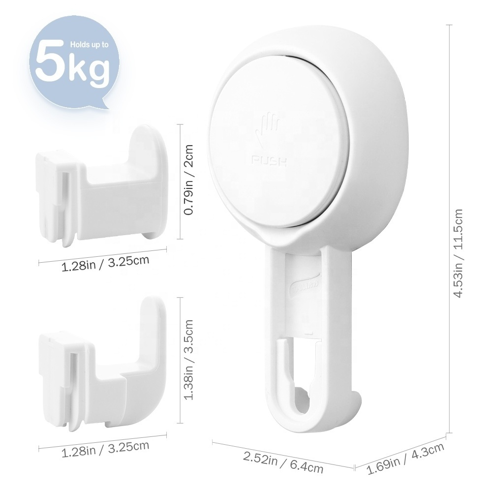 TAILI 4 Sets Removable Wall Shower Hook Plastic Vacuum Suction Hooks TPE Suction Cup Plastic Bathroom Wall Hook