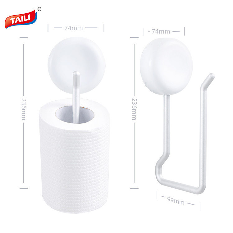 TAILI Bathroom Shower paper holder Shampoo Bathroom Shelf No Drill Suction Cup Black paper holder Organizer