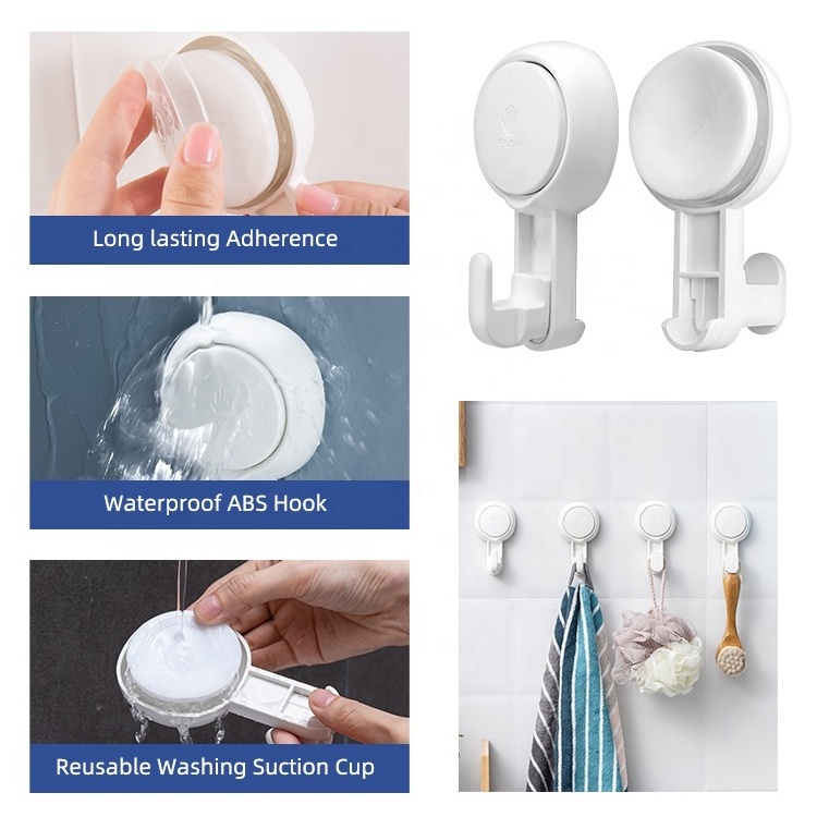 2 PCS bathroom shower hook heavy duty suction cup Vacuum suction plastic hook wall vacuum hooks