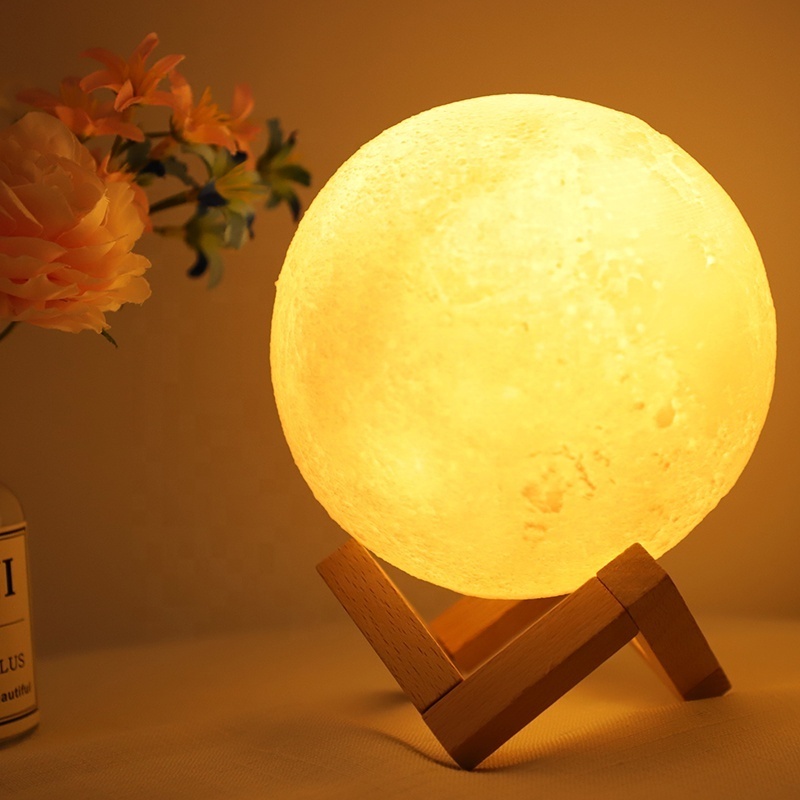 2020 touch remote 16 Colors Night Light 15cm 3D Printing USB Rechargeable 3D Moon Lamp for Home Decoration