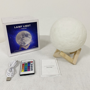 2020 touch remote 16 Colors Night Light 15cm 3D Printing USB Rechargeable 3D Moon Lamp for Home Decoration