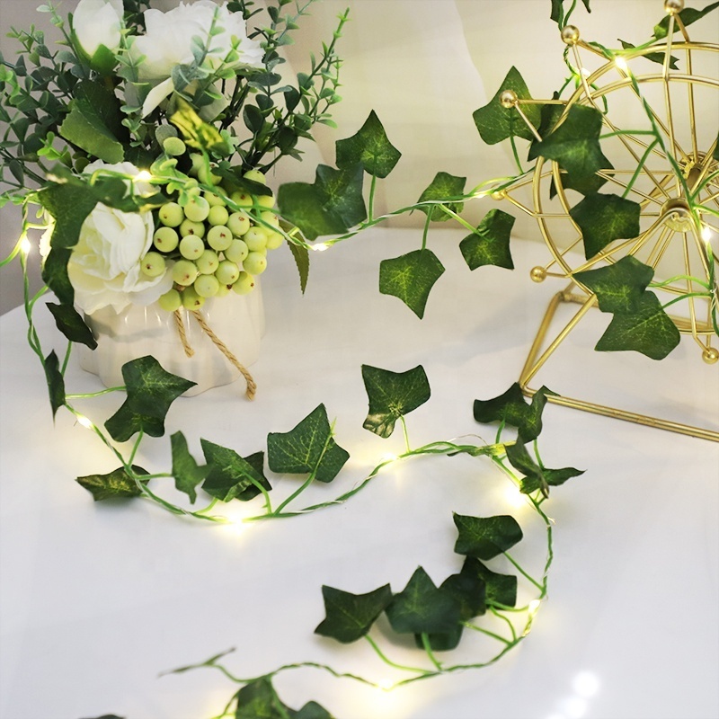 Artificial Ivy Leaf Plants decorative string lights Hanging 20 LED Ivy Garland Faux Ivy Vine With fairy lights for wedding Party