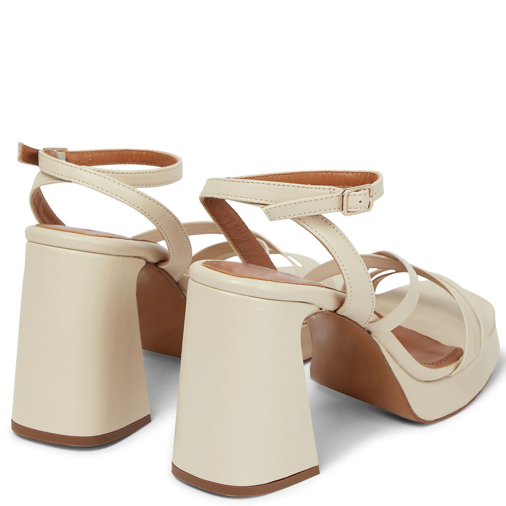 Elegant Buckle Ankle Strap Cross Strap Chunky High Heels Sandals White Block Heels For Ladies