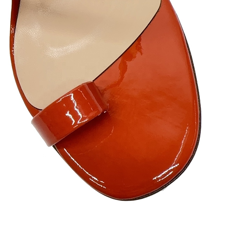 Orange Silver Ladies High Quality Women Genuine Leather Sandals Shoes Slippers Stilettos Mules