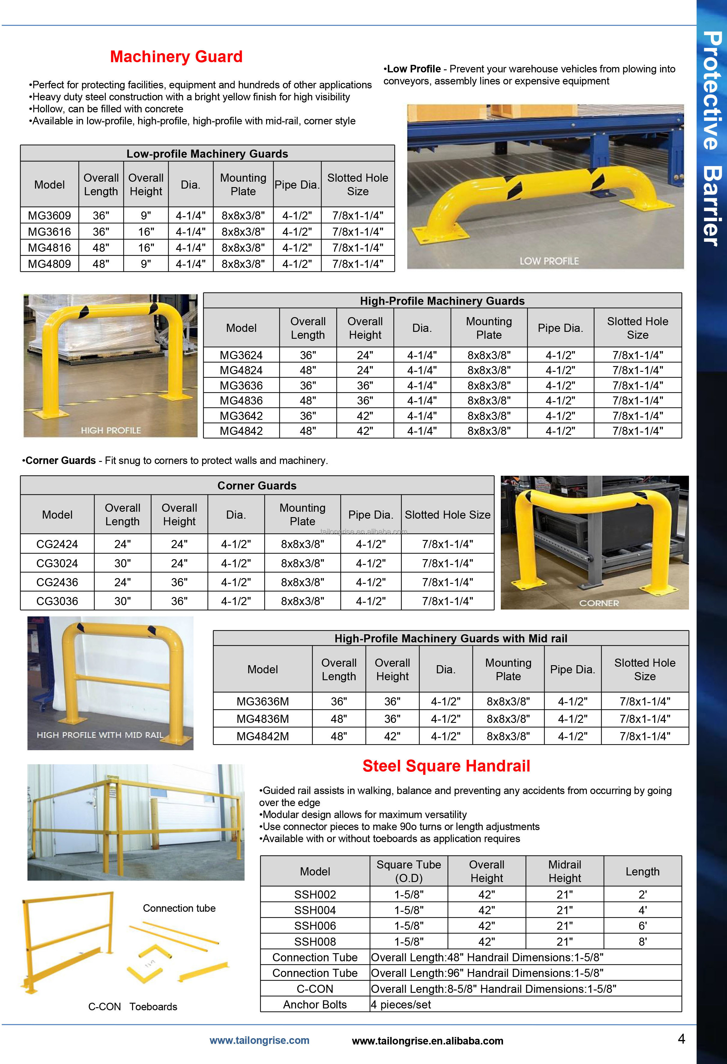 Yellow Powder Coat High Profile Machinery Guard, Welded Steel 90 Degree Triple Elbow Guard  Fixed Corner Safety Bollard