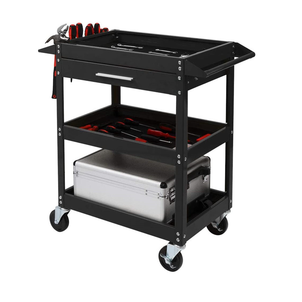 3 Tier Rolling Tool Cart 330 LBS Capacity Heavy Duty Utility Cart Tool with Storage Drawer for Mechanics Garage Warehouse