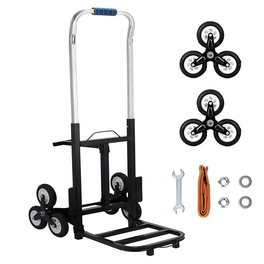 Heavy Duty Stair Climbing Hand Cart Folding Trolley Cart with 6 Wheels for Easy Stair Climbing Cargo Transporting Hand Truck