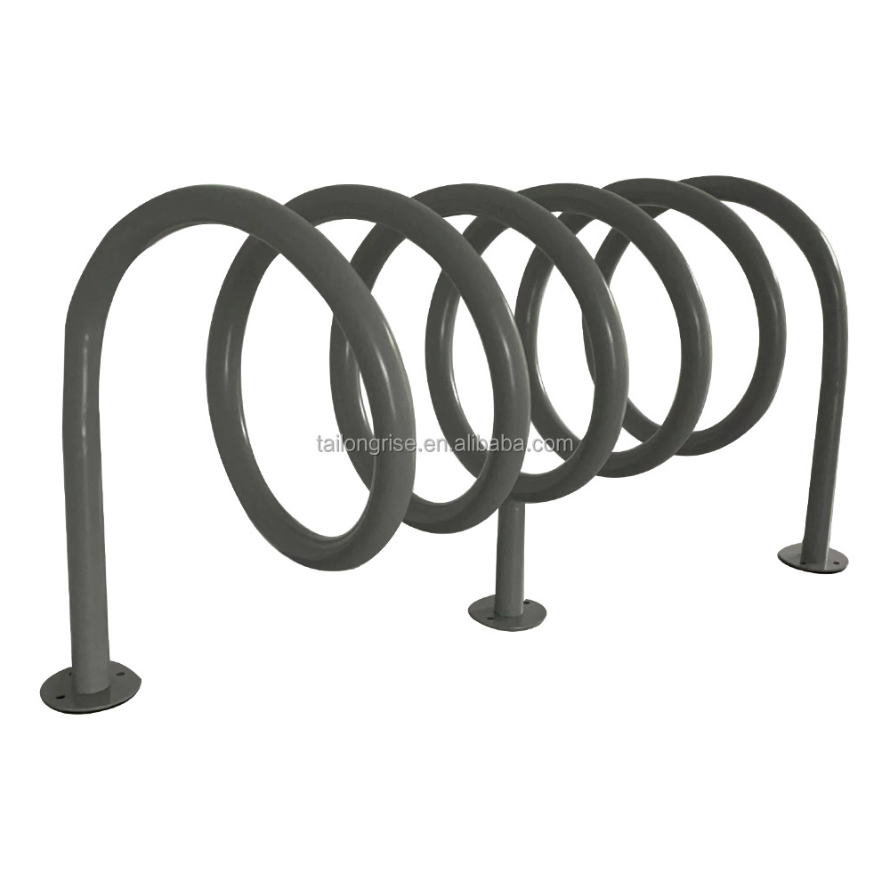 Outdoor Bicycle Parking Rack Ground Mounted Sprial Bike Rack Stand