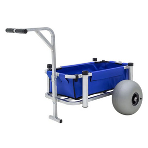 Heavy Duty Aluminium Fishing and Beach Cart Beach Trolley with 12 inch Balloon Wheels Beach with Poly Tub by Mighty Max Cart