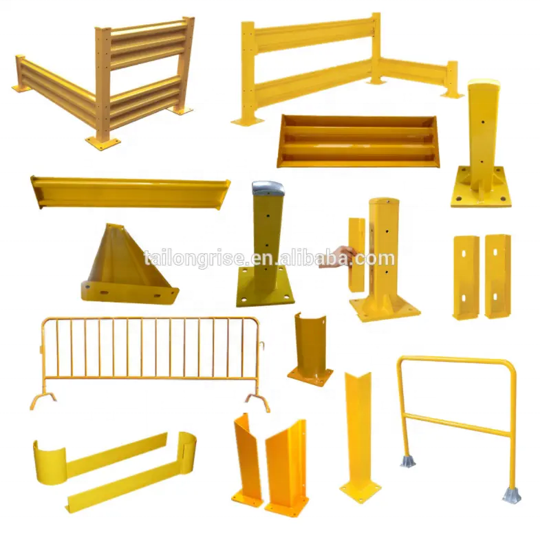 Warehouse Forklift Protection Barriers 2 Rib Guardrail Metal Safety Crash Barrier