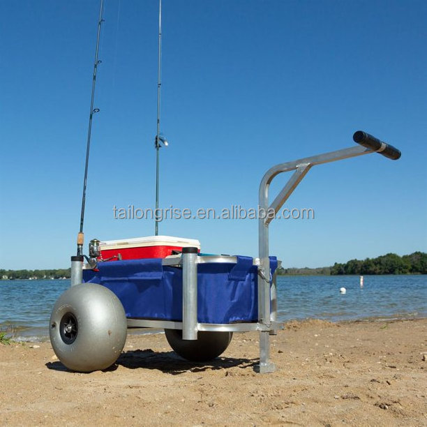 Heavy Duty Aluminium Fishing and Beach Cart Beach Trolley Cart with 12 inch Balloon Wheels