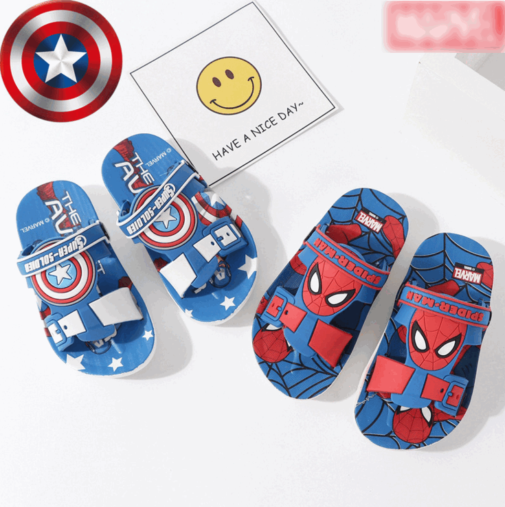 Children boys summer PVC Slippers soft cartoon slippers Non-slip flip flop home bath shoes