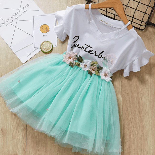 Girls Clothing Sets 2019 Summer Princess skirt Girl top+skirt 2pcs Set Children Clothing Dresses