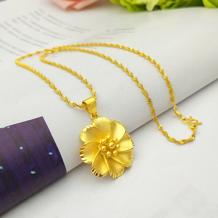 Fashion Gold Flower Pendant Vietnam Gold Necklace Jewelry Women