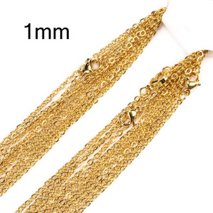 Factory wholesale DIY stainless steel 18k gold plated 1mm cross chain for necklace jewelry pendant