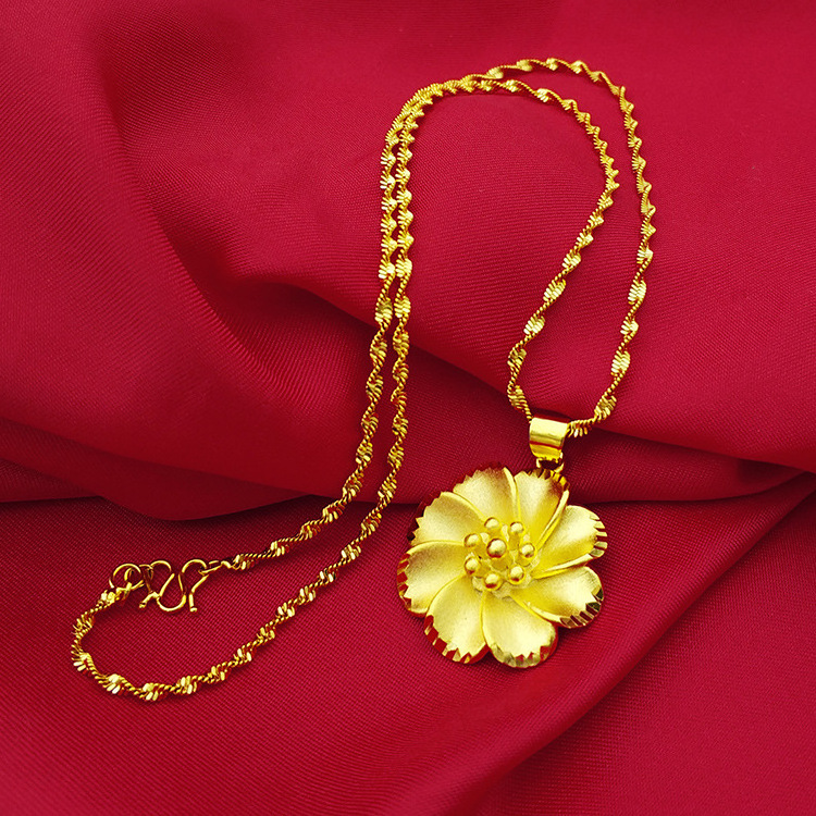 Fashion Gold Flower Pendant Vietnam Gold Necklace Jewelry Women