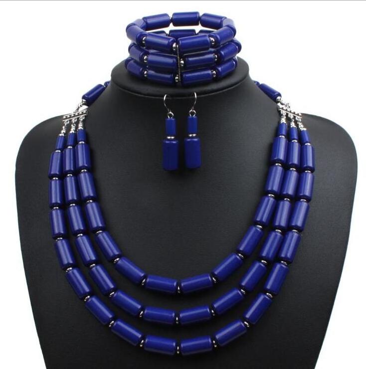 Nigerian Wedding Necklace Earring Bracelet Sets Statement Collar African Beads Indian Jewelry Set