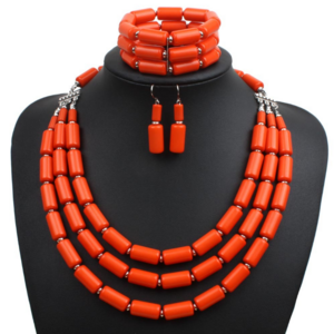 Nigerian Wedding Necklace Earring Bracelet Sets Statement Collar African Beads Indian Jewelry Set