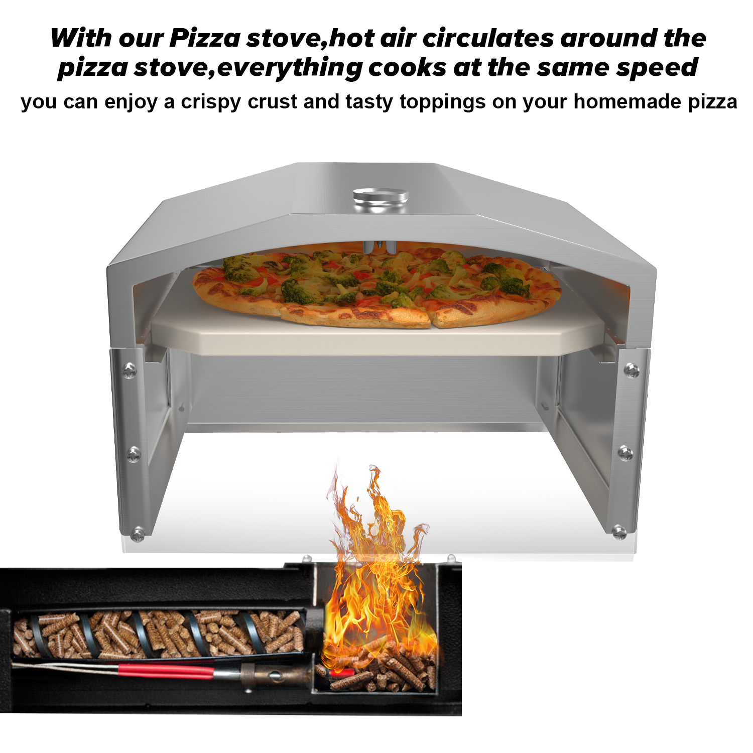 Stainless Steel Outdoor Pizza Oven for Traeger/Pit Boss/Camp Chef/Embers Wood Pellet Smoker Grills