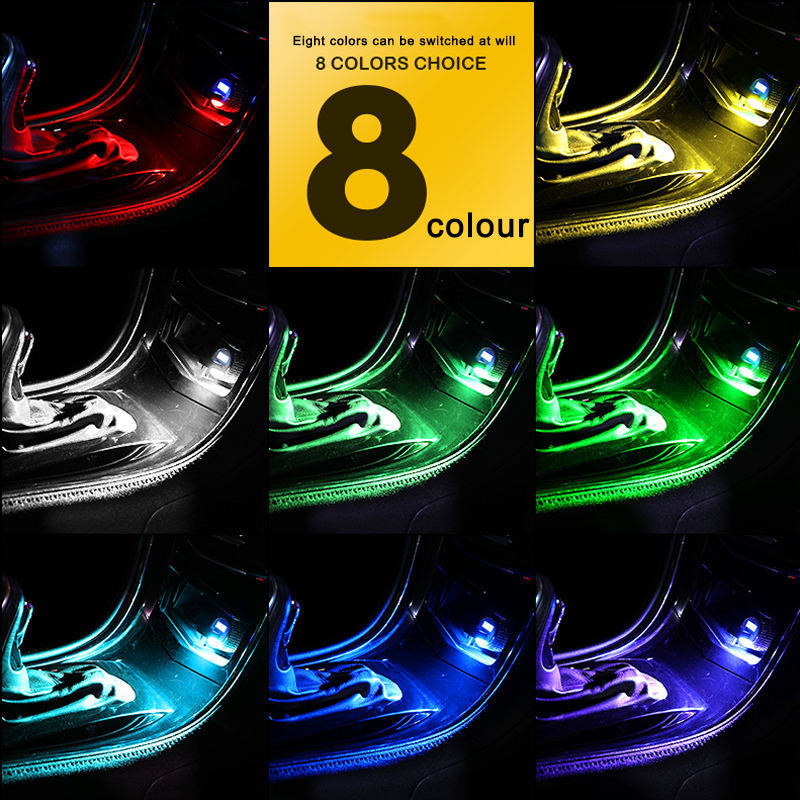 Car lights usb socket atmosphere lights car-free voice-activated dj colorful car led music flashing bulbs