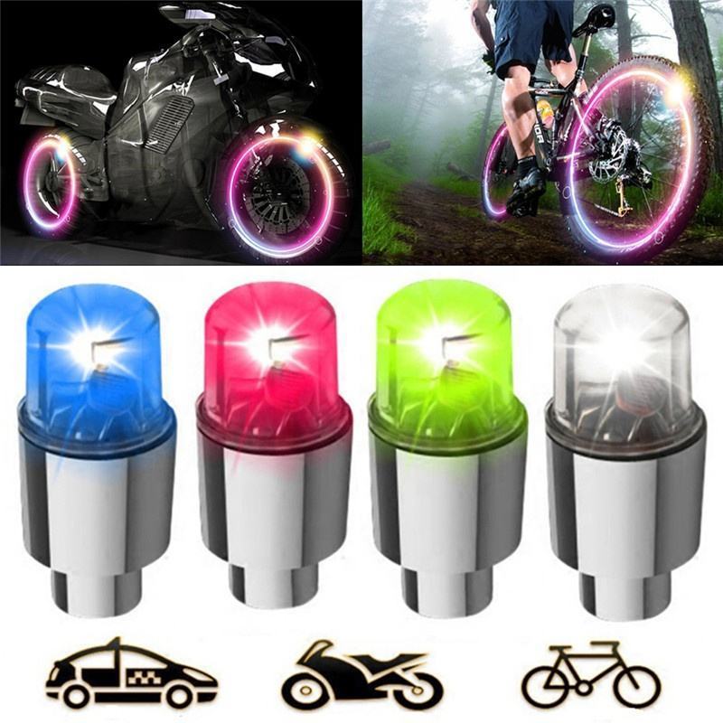 lkt 2pcs Bike Car Motorcycle Wheel Tire Tyre Valve Flash LED Light Spoke Lamp Decorative light