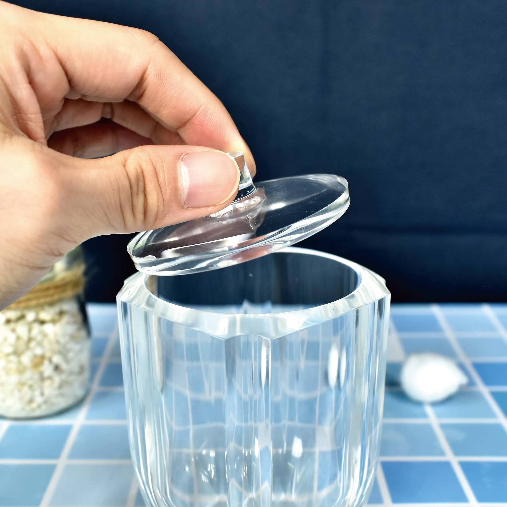 Transparent Cotton Ball Swab Dispenser Acrylic Round Container Canister Jar Cotton Pads Holder Cotton Swab Holder