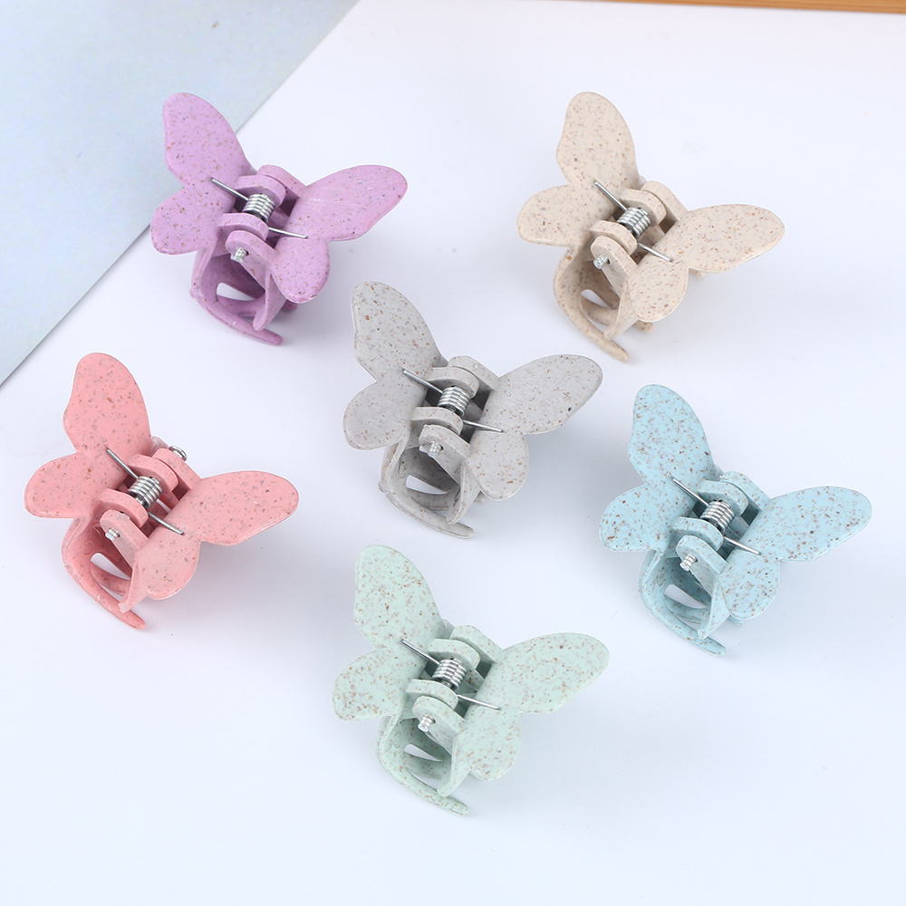 Wholesale Custom Logo Eco- friendly Biodegradable Organic hair accessories butterfly clips square claw hair clips