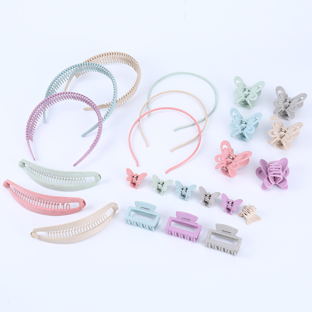 Wholesale Custom Logo Eco- friendly Biodegradable Organic hair accessories butterfly clips square claw hair clips