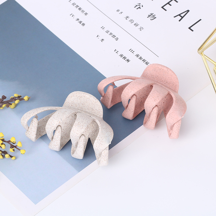 2023 New special hair accessories wheat straw hair claw clip Medium Rectangle Hollow shape plastic resin shark clip jaw clips