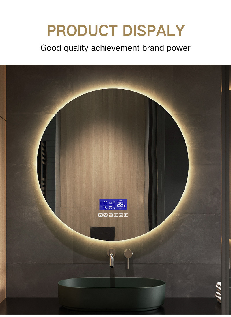 Factory Price Touch Screen Defogging LED Lights Smart make up Bathroom Mirror With Bluetooth Speaker