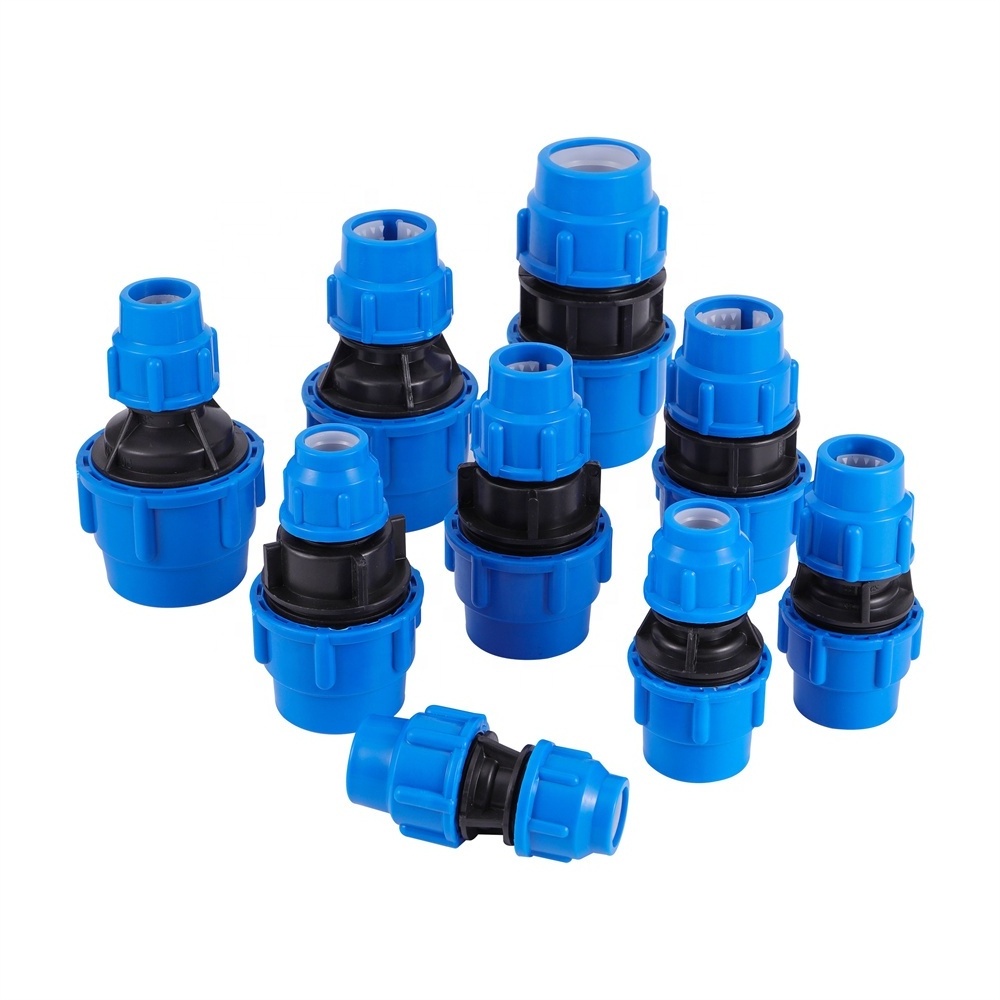 HDPE Pipe Fittings Pipe Reducing Coupling Straight Connector PP Compression Fitting for Water Supply