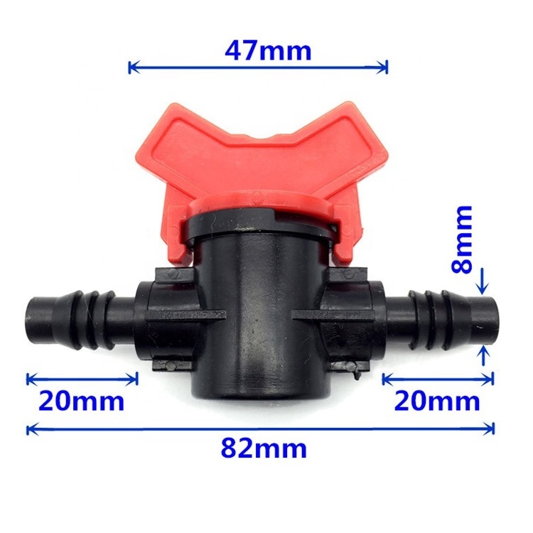 Mini Agricultural 8mm Drip Irrigation Fittings Water Hose Connector Barbed Control Valve