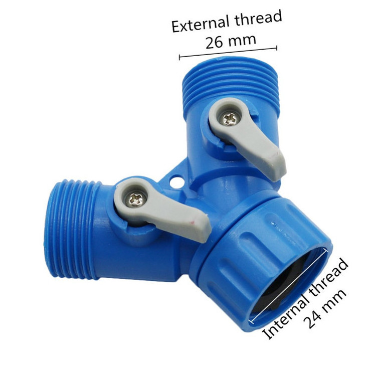 3/4 Inch Male thread 2 Way Splitter Garden Hose Fitting Quick Connector With Shut off valve