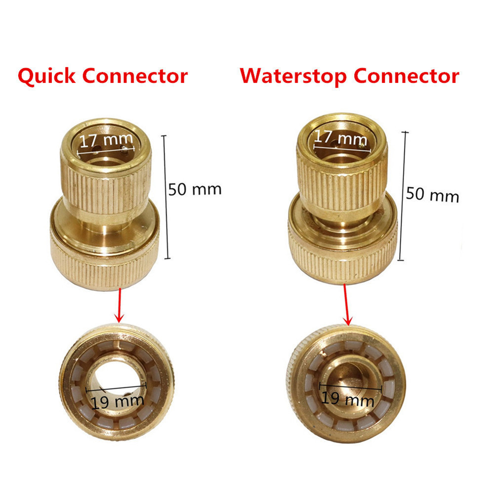 Brass 3/4 Inch Hose Quick Connector Water Stop Connector For Garden Irrigation Hose Pipe Fitting Adapter