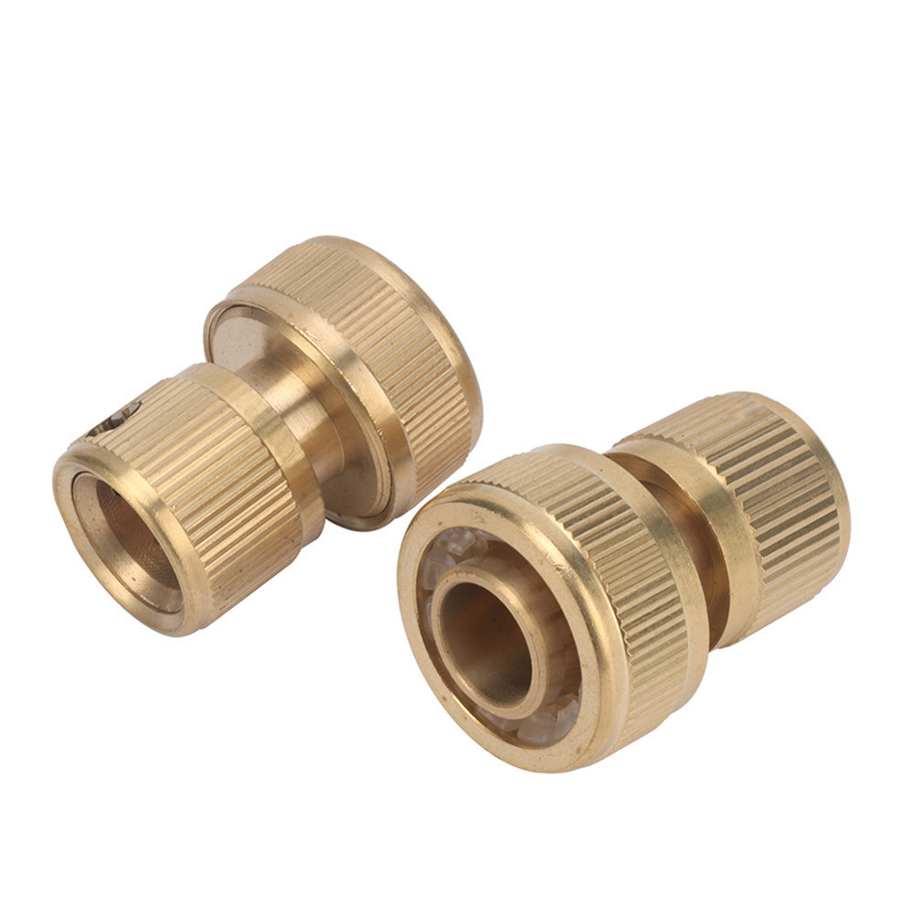 Brass 3/4 Inch Hose Quick Connector Water Stop Connector For Garden Irrigation Hose Pipe Fitting Adapter