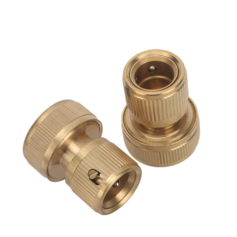 Brass 3/4 Inch Hose Quick Connector Water Stop Connector For Garden Irrigation Hose Pipe Fitting Adapter