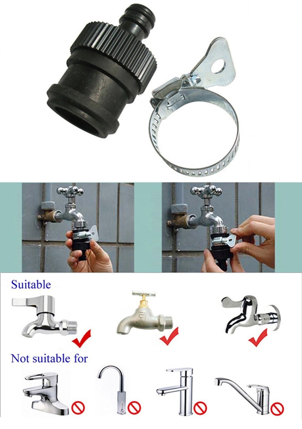 Garden Water Hose Tap Connectors Universal Faucet Adapter For Agriculture Irrigation Watering