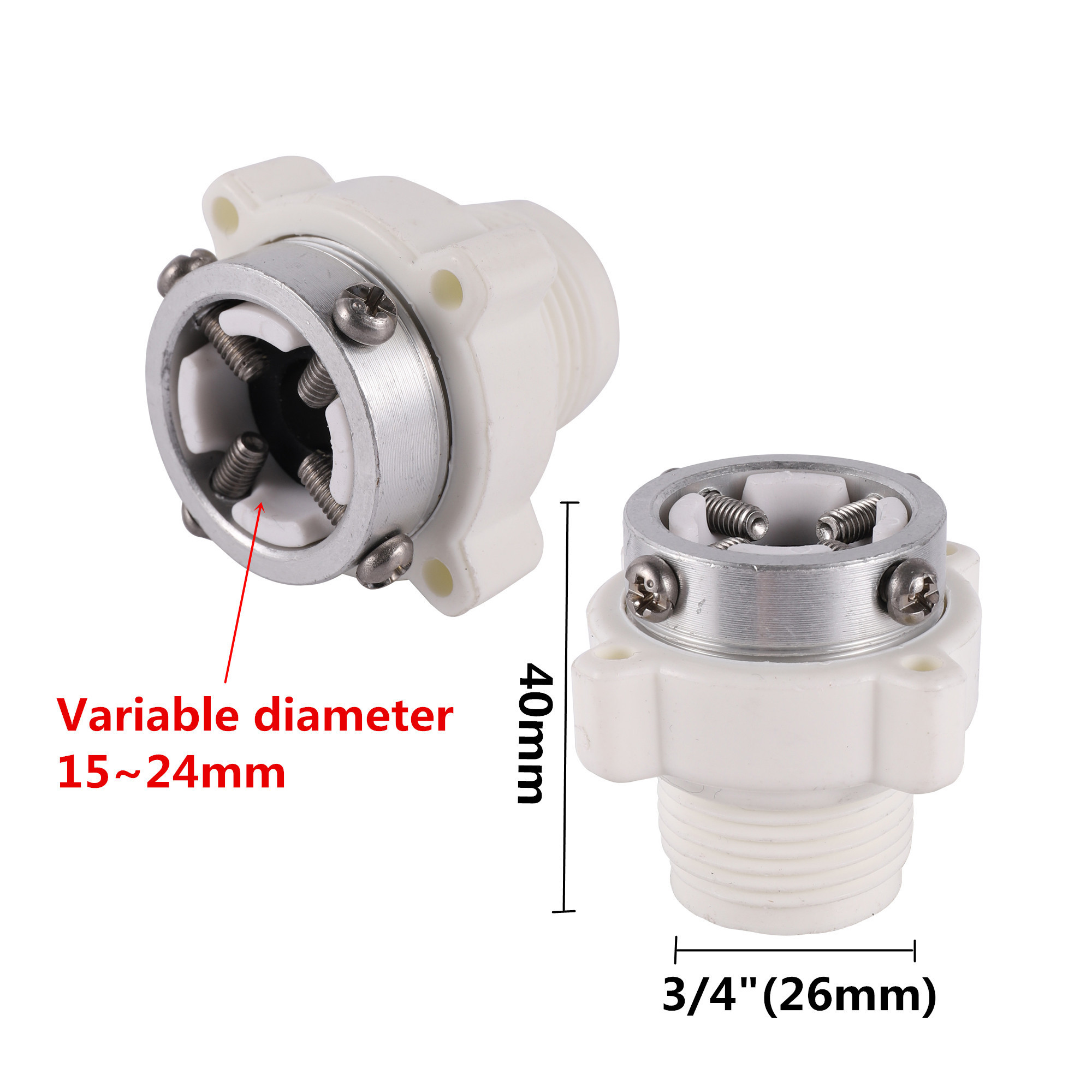 Kitchen washing machine water heater universal metal faucet connector 15-24mm hose adapter connector