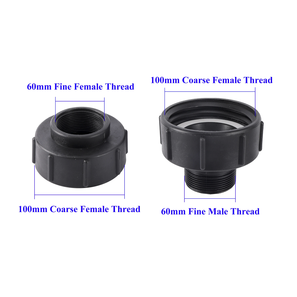 S100*8 to 60mm Female Male Thread IBC Tank Adapter Garden Water Tap Connectors IBC Replacement Fittings