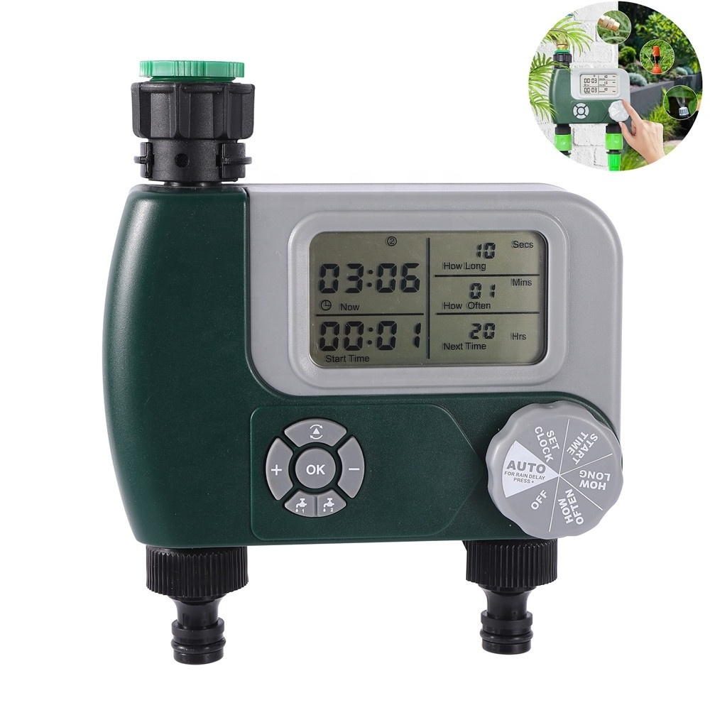 2 Outlet Digital Water Irrigation Timer Garden Lawn Automatic Watering System Irrigation Controller