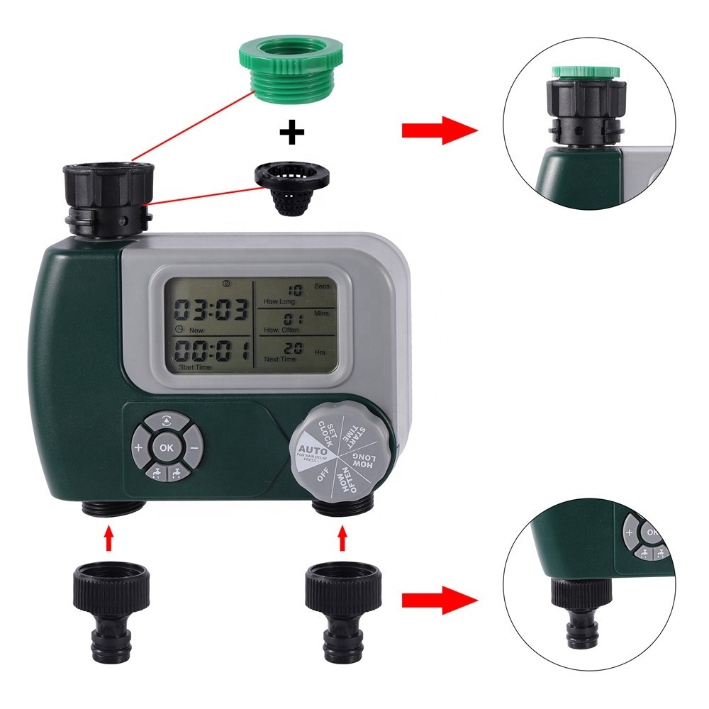 2 Outlet Digital Water Irrigation Timer Garden Lawn Automatic Watering System Irrigation Controller