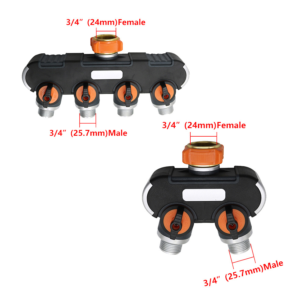 2 Way 4 Way  Agriculture Irrigation Water Faucet Adaptor Garden Water Hose Splitters