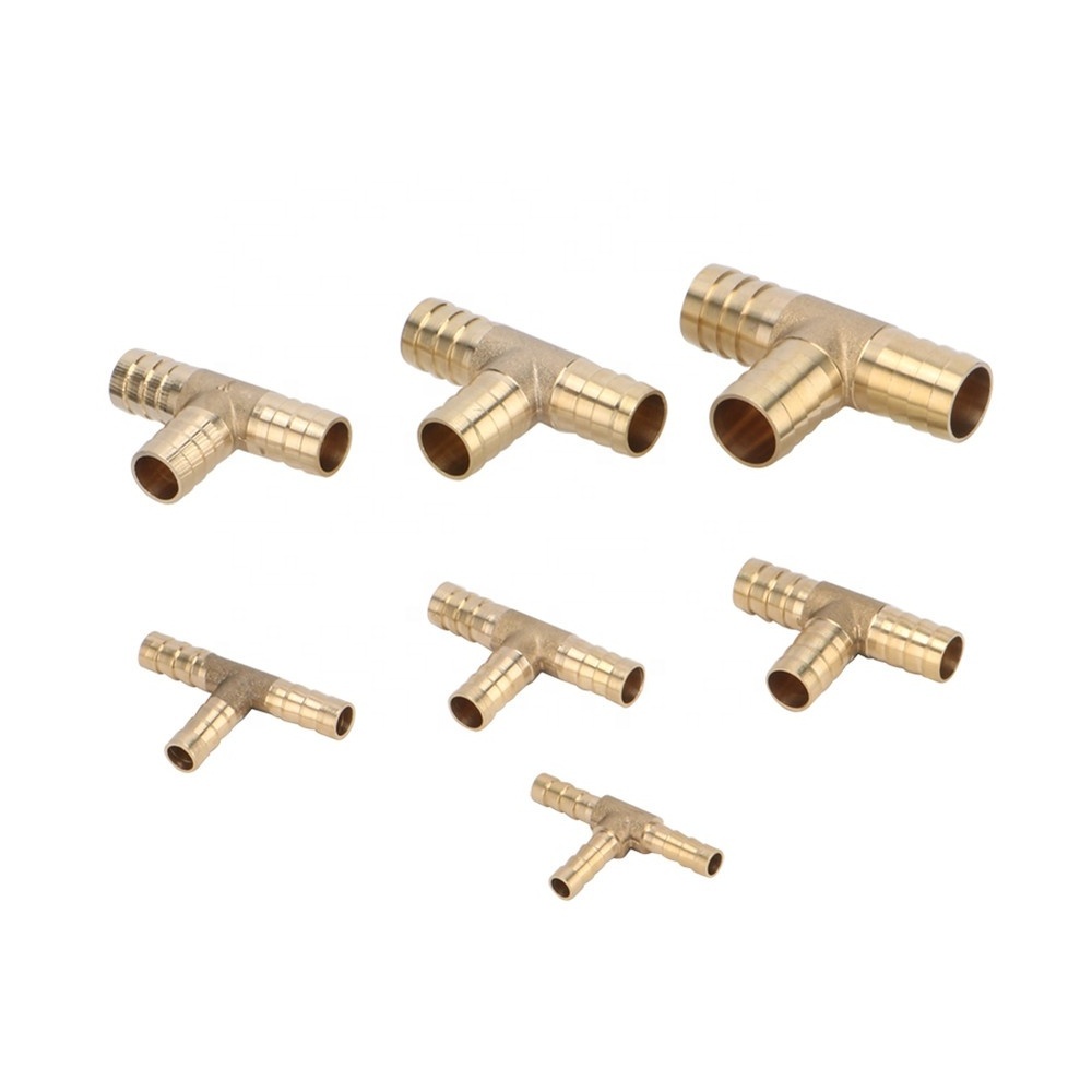 T-Shape Brass Barbed Hose Fitting 3 Way Brass Joint 6/8/10/12/14/16/19mm Quick Tee Connector