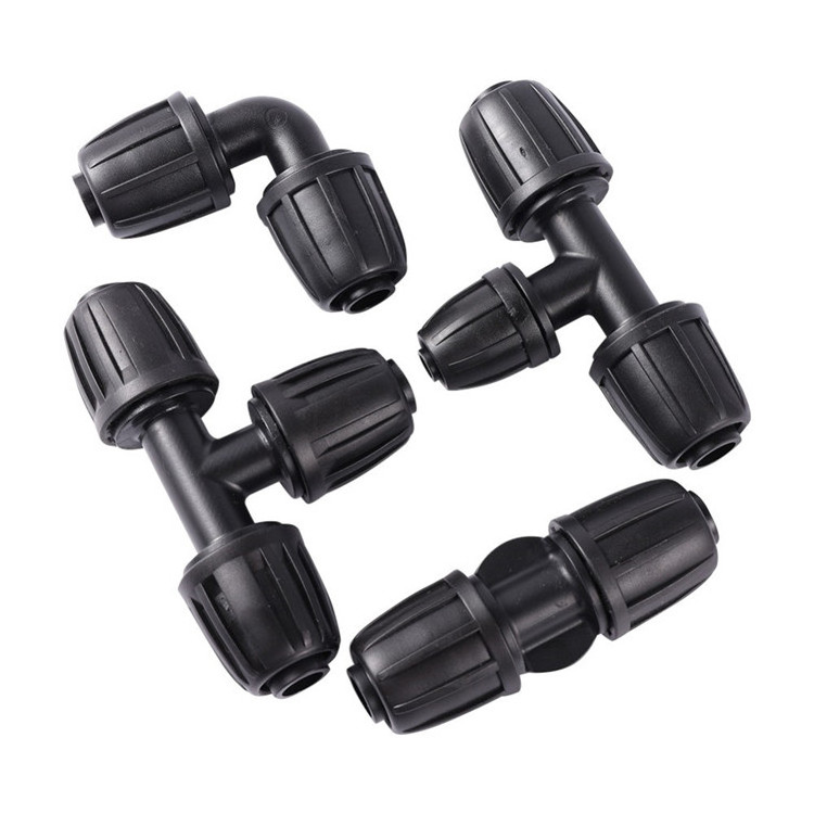 16mm PE Pipe Micro Drip Irrigation Pipe Fitting TEE Straight Elbow Locked Water Irrigation Drip Connector